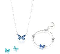 Generico Blue Luminous Butterfly Necklace Dainty Cute Butterfly Choker Necklace Bracelet Glow in The Dark Pendant, legant Jewelry Gift for Women (D)