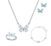 Generico Blue Luminous Butterfly Necklace Silver Butterfly Pendant Necklace for Women Valentine Wedding Birthday GIft for Lover Friend Luminous Collection Bracelet (4)