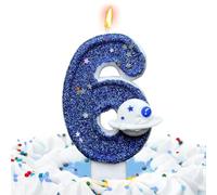 Generico Blue Space Planet Number Candle | Birthday Cake Topper | Paraffin Candle with Sturdy Base | Space Theme Party Supplies | Kids Birthday Celebration Decoration | Number Candles for Cake