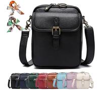 Generico Bluehaodget Crossbody Leather Bag, Leather Purses for Women Crossbody Bag, 2025 Vintage Small Messenger Bag with Card Slots (Black)