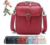 Generico Bluehaodget Crossbody Leather Bag, Leather Purses for Women Crossbody Bag, 2025 Vintage Small Messenger Bag with Card Slots (Red)