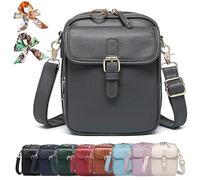 Generico Bluehaodget Crossbody Leather Bag, Leather Purses for Women Crossbody Bag, 2025 Vintage Small Messenger Bag with Card Slots (Gray)