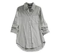Generico Blusa Boho Donna a Maniche Lunghe per Primavera, Taglio Oversized con Pulsanti Decorativi e Collo a Lapello, Tela Colorata e Svolta per Ufficio, Comfort Totale e Stile Versatile(Grey, M)