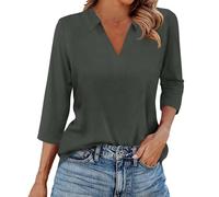 Generico Blusa Donna Estiva Camicia Donna Manica Lunga Maglietta Elegante Girocollo Cotone Camicia Sciolto Tinta Unita Camicie Larga Invernale Top Sportiva Maglie Basic Manica Lunga