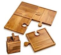 Generico Board For Charcuterie - Puzzle-style Board Set | Four-piece Appetizer Tray Set, Kitchen Cutting B́oard, Multifunctional Food Holder Tray, Appetizer Serving Ţray Charcuterie B̀oard For Cold C