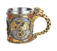 Generico Boccale Medievale Del Drago,Acciaio Inox 400ml Tazze Medievali | Sculture da Scrivania Regalo per Casa Feste Campeggio Caffè Birra Whisky