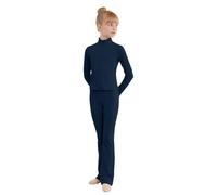 Generico Body da Ballo a Maniche Lunghe per Bambine, Elegante e dalla vestibilità Flessibile, Ideale per lezioni di Danza e spettacoli. (Navy, 10-11 Years)