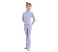 Generico Body da Ballo a Maniche Lunghe per Bambine, Elegante e dalla vestibilità Flessibile, Ideale per lezioni di Danza e spettacoli. (Purple, 4-5 Years)