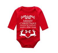 Generico Body di Natale per Neonati, Body Rosso a Maniche Lunghe con Stampa My First Christmas e Stella, Outfit Festoso e Comodo per Il Primo Natale del Bambino