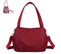 Generico Body Light and Versatile Casual Bag, Nylon Waterproof Shoulder Crossbody Bag, Multiple Pockets, Large Capacity, Daily Casual (Red)