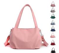 Generico Body Light and Versatile Casual Bag, Nylon Waterproof Shoulder Crossbody Bag, Multiple Pockets, for Women Travels (Pink)