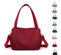 Generico Body Light and Versatile Casual Bag, Nylon Waterproof Shoulder Crossbody Bag, Multiple Pockets, for Women Travels (Red)