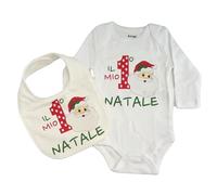 Generico Body Natalizio Neonato con Bavaglino Abbinato, Body il Mio Primo Natale, Maniche Lunghe, Tutina 3-6-9-12-18 Mesi, Cotone, il Mondo di Noah (solo BAVAGLINO)