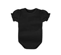 Generico body neonato 0-3 mesi abbigliamento neonato maschio Indumento a maniche corte con volant e chiusura pratica, tono chiaro, per bimbi dalla nascita ai dodici mesi(Nero6-9 mesi)_1