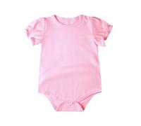 Generico body neonato 0-3 mesi regali per baby shower Indumento a maniche corte con volant e chiusura pratica, tono chiaro, per bimbi dalla nascita ai dodici mesi(Rosa0-3 mesi)