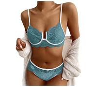 Generico Body Tape Trasparente Dimensione Bralette Lace Due Reggiseni Biancheria Intima Corset Pezzo Lingerie Donne Plus Floral Reggiseno Trasparente Schiena Nuda (Blue, M)