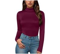 Generico Body Termico Donna Maniche Lunghe Invernale con Colletto Rotondo Pile Calda Camicia Bodysuit Sottogiacca Cotone Elegante Contenitivo Modellante Aderente per Sportiva Yoga Danza Traspirante