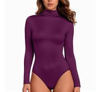 Generico Body Termico Donna Maniche Lunghe Invernale con Colletto Rotondo Pile Calda Camicia Bodysuit Sottogiacca Cotone Elegante Contenitivo Modellante Aderente per Sportiva Yoga Danza Traspirante