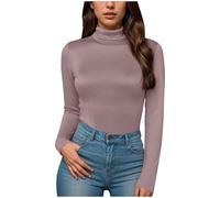 Generico Body Termico Donna Maniche Lunghe Invernale con Colletto Rotondo Pile Calda Camicia Bodysuit Sottogiacca Cotone Elegante Contenitivo Modellante Aderente per Sportiva Yoga Danza Traspirante