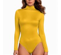 Generico Body Termico Donna Maniche Lunghe Invernale con Colletto Rotondo Pile Calda Camicia Bodysuit Sottogiacca Cotone Elegante Contenitivo Modellante Aderente per Sportiva Yoga Danza Traspirante