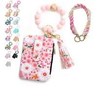 Generico Boho Beaded Wallet Keychain for Women, Wristlet Purse with Card Slots & Adjustable Strap - Hands-Free Organizer for Cash, Keys, Cards - Boho Chic Gift for Her, Moms, Travelers (1#)