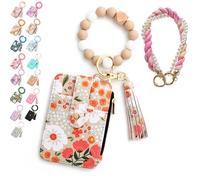 Generico Boho Beaded Wallet Keychain for Women, Wristlet Purse with Card Slots & Adjustable Strap - Hands-Free Organizer for Cash, Keys, Cards - Boho Chic Gift for Her, Moms, Travelers (6#)