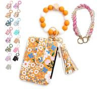 Generico Boho Beaded Wallet Keychain for Women, Wristlet Purse with Card Slots & Adjustable Strap - Hands-Free Organizer for Cash, Keys, Cards - Boho Chic Gift for Her, Moms, Travelers (5#)