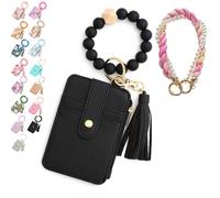 Generico Boho Beaded Wallet Keychain for Women, Wristlet Purse with Card Slots & Adjustable Strap - Hands-Free Organizer for Cash, Keys, Cards - Boho Chic Gift for Her, Moms, Travelers (15#)