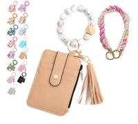 Generico Boho Beaded Wallet Keychain for Women, Wristlet Purse with Card Slots & Adjustable Strap - Hands-Free Organizer for Cash, Keys, Cards - Boho Chic Gift for Her, Moms, Travelers (14#)