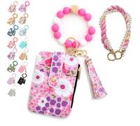 Generico Boho Beaded Wallet Keychain for Women, Wristlet Purse with Card Slots & Adjustable Strap - Hands-Free Organizer for Cash, Keys, Cards - Boho Chic Gift for Her, Moms, Travelers (2#)