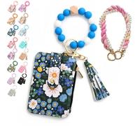 Generico Boho Beaded Wallet Keychain for Women, Wristlet Purse with Card Slots & Adjustable Strap - Hands-Free Organizer for Cash, Keys, Cards - Boho Chic Gift for Her, Moms, Travelers (8#)