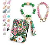 Generico Boho Beaded Wallet Keychain for Women, Wristlet Purse with Card Slots & Adjustable Strap - Hands-Free Organizer for Cash, Keys, Cards - Boho Chic Gift for Her, Moms, Travelers (3#)