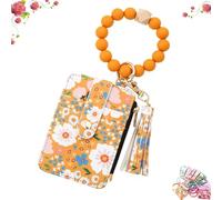 Generico Boho Beaded Wallet Keychain, Women's Boho Beaded Wallet, Wristband Accessories with Flower Fruit Pattern,Women's BohoBeaded Wallet - with Flower Pattern (Yellow)