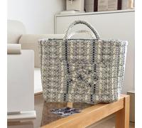 Generico Boho-Chic Quilted Floral Storage Basket, Large Capacity Quilted Fabric Basket for Clothes and Sundries, Foldable Floral Organizer Bin for Home, Travel, Picnic, Shopping, Laundry