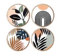 Genérico Boho Decorazione del bagno Arte della parete, decorazione del bagno Arte della parete Boho - 4x Wood Bohemian Wall Art - Ornamento di casa rustica per i giardini della stanza della fattoria