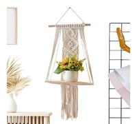 Generico Boho Floating Shelves, Handmade Woven Tapestry Wall Storage Rack, Rustic Decoration, Macrame Organizer, Versatile Storage For Kitchen, Bathroom, Living Room, 2 Tier, Natural Beige