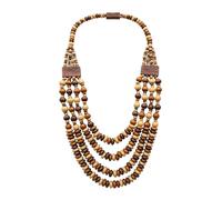 Generico Boho Wood Bead Necklace 3-Layer 84cm for Women