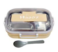 Generico Boîte à lunch en acier inoxydable | Porta Pranzo | Boîte à 3 compartiments, goûter pour adulte avec couverts pour l'école, le bureau et les pique-niques