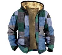 Generico Bomber da Uomo Invernale Foderato,Giacca In Pile Ispessita e Calda,Giacca Invernale Taglie Forti Comoda,Giacca da Boscaiolo con Cappuccio e Cerniera,Giacca Sportiva Retrò Color Block