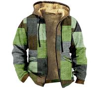 Generico Bomber da Uomo Invernale Foderato,Giacca In Pile Ispessita e Calda,Giacca Invernale Taglie Forti Comoda,Giacca da Boscaiolo con Cappuccio e Cerniera,Giacca Sportiva Retrò Color Block