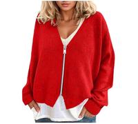 Generico Bomber Donna Giacca Donna Casual con Scollo a V e Chiusura a Cerniera per un Moderno Elegante (Watermelon Red, M)