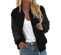 Genérico Bomber Donna Giacca Estate, Breve Moda Elastico Comodi Giunto Leggero Cerniera Bomber Blouson Elastico Polsini Taglio Regolare Leggero Semplice Pilota Elastici Jacket Top