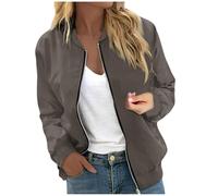 Generico Bomber Donna Primavera,Giacca Donna Mezza Stagione,Elegante Bomber Casual Zip Up Antivento Outwear Giacca a Vento con Tasche Estiva Giacca per Il Tempo Libero Giacchetto