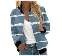 Genérico Bomber Donna Stampata, Giacca Donna Moto, con Cerniera Vintage Universitaria Pilota Breve Blouson Cappotto Sportivo Elastico Polsini Moda Selvaggio Senza Cappello Leggero Sciolto Giacca Corto