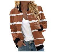 Genérico Bomber Donna Stampata, Giacca Donna Primavera, Breve Moda Elastico Comodi Giunto Leggero Cerniera Bomber Blouson Elastico Polsini Taglio Regolare Leggero Semplice Pilota Elastici Jacket Top