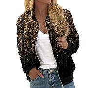 Generico Bomber Donna Vintage,Giubbino Donna Elegante,Cerniera Lampo Manica Lunga Casual Leggera Stampa Floreale Giacca Corta Giacchetta Estiva Giacca per Il Tempo Libero Giacchetto