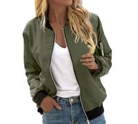 Genérico Bomber - Giacca da donna, con maniche lunghe, colori contrastanti, stampa floreale, chiusura lampo, classica, taglio regolare elastico, polsini alla moda, casual