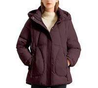 Generico Bomber Invernale Donna, Giacconi Invernali Donna,Elegante Giacca Invernale Cappotto Corto con Cappuccio Caldo Capospalla Trapuntato Leggero Antivento Isolamento Termico per Il Freddo