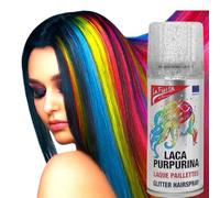 Generico bombolette Spray da 125 ml di Colore Arancio temporaneo per Capelli, colora i Tuoi Capelli per Feste Party e Eventi sia per Bambini e Ragazzi lacca Colorata e Glitterata (Argento Glitter)