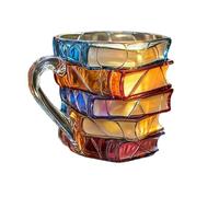 Generico Book Coffee Mug, Coffee Mugs for Book Lovers, Hand-Painted Drinkware, Desk Accessories for Teachers, Writers, Librarians, Bookworms, Water Container, 5.12x3.94x3.94 inches